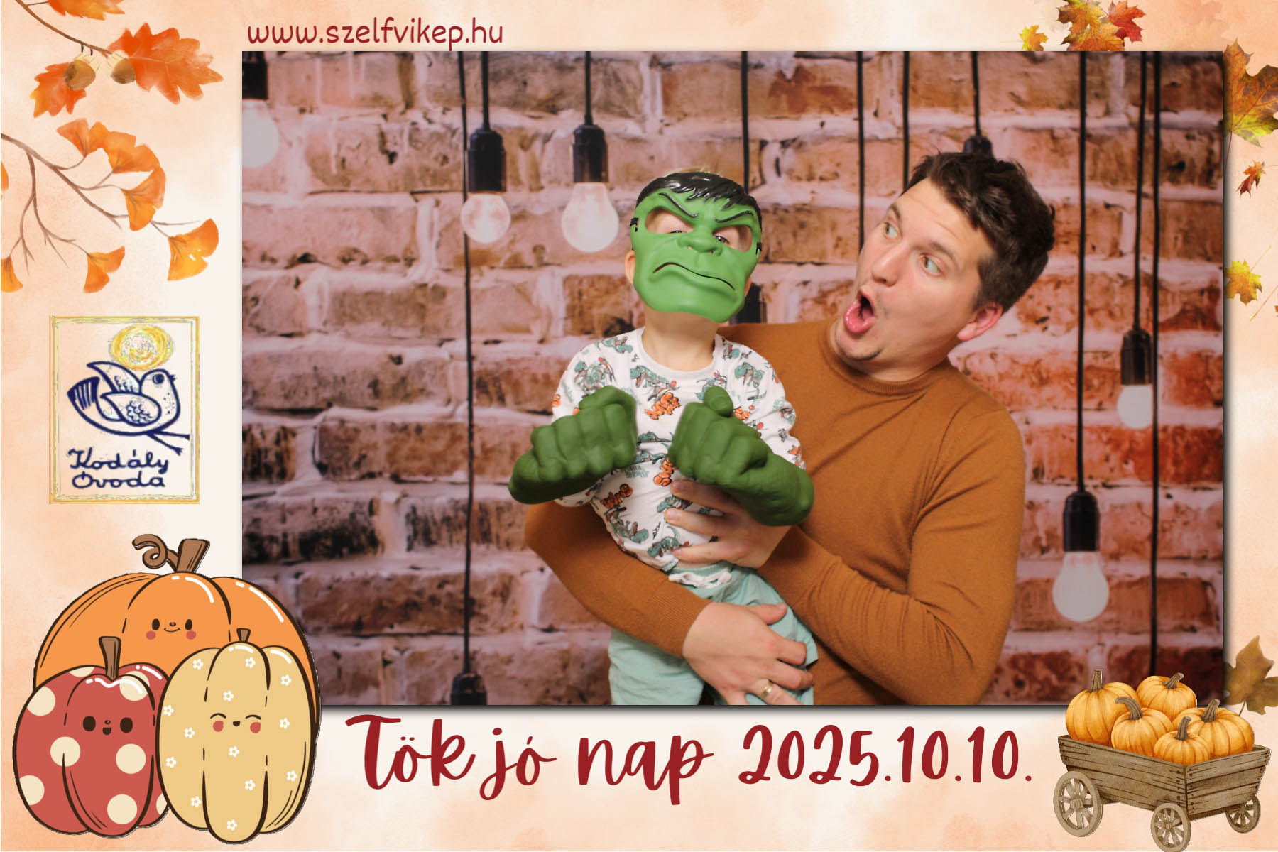 Kodály Óvoda Tökjó napján szálltunk ki a Szelfvikép Photobox csapatával, az ovisok és szüleik mókás fotókat gyártottak